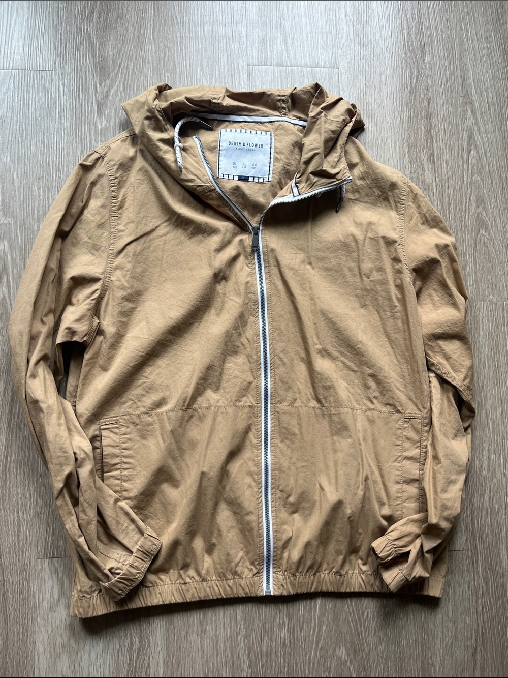 Denim & Flower Lightweight Hooded Lightweight Jacket in Tan